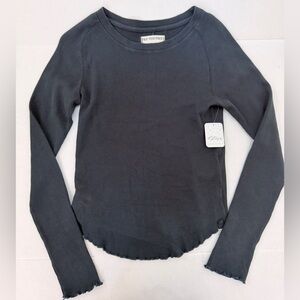 We The Free Dark Gray Waffle Knit Top